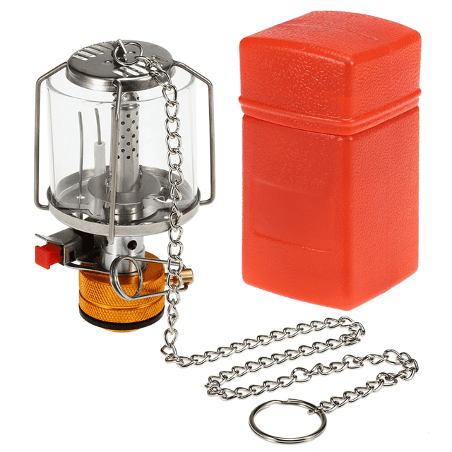Outdoor Camping Gas Lantern Piezo Ignition Portable Mini Gas Tent Lamp Light Camping Equipment Cooking Accessories,1 x Camping Gas Lamp,Silver