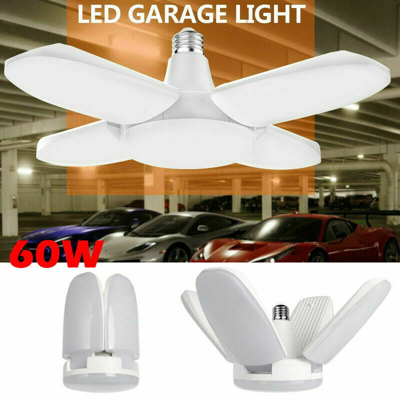LED Garage Shop Work Lights 60W 6000lm E27 Home Ceiling Fixture Deformable Lamp 