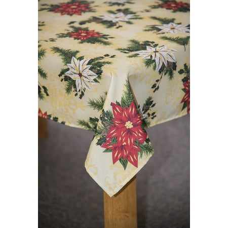 Holiday Tablecloth - Lintex Linens Holiday Christmas Poinsettia 52