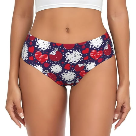 Womens Underwear - heart snowflake red No Show Seamless Underwear for Women  Soft Stretch Womens Panties  Hipster Ladies Panties Bikini Underwear Briefs