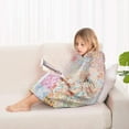 thumbnail image 4 of Pioneer Flower Floral Print Pattern Blanket Hoodies for Kids 6-13YR Oversize Wearable Blanket Hoodies for Boys Girls Teens, 4 of 7