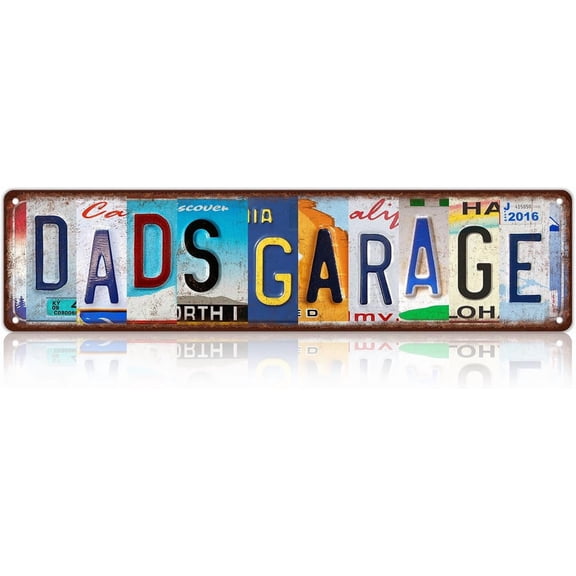 Vintage Dad's Garage Metal Tin Signs Street Signs Home Wall Decor Gift for Father 16 x 4 Inches