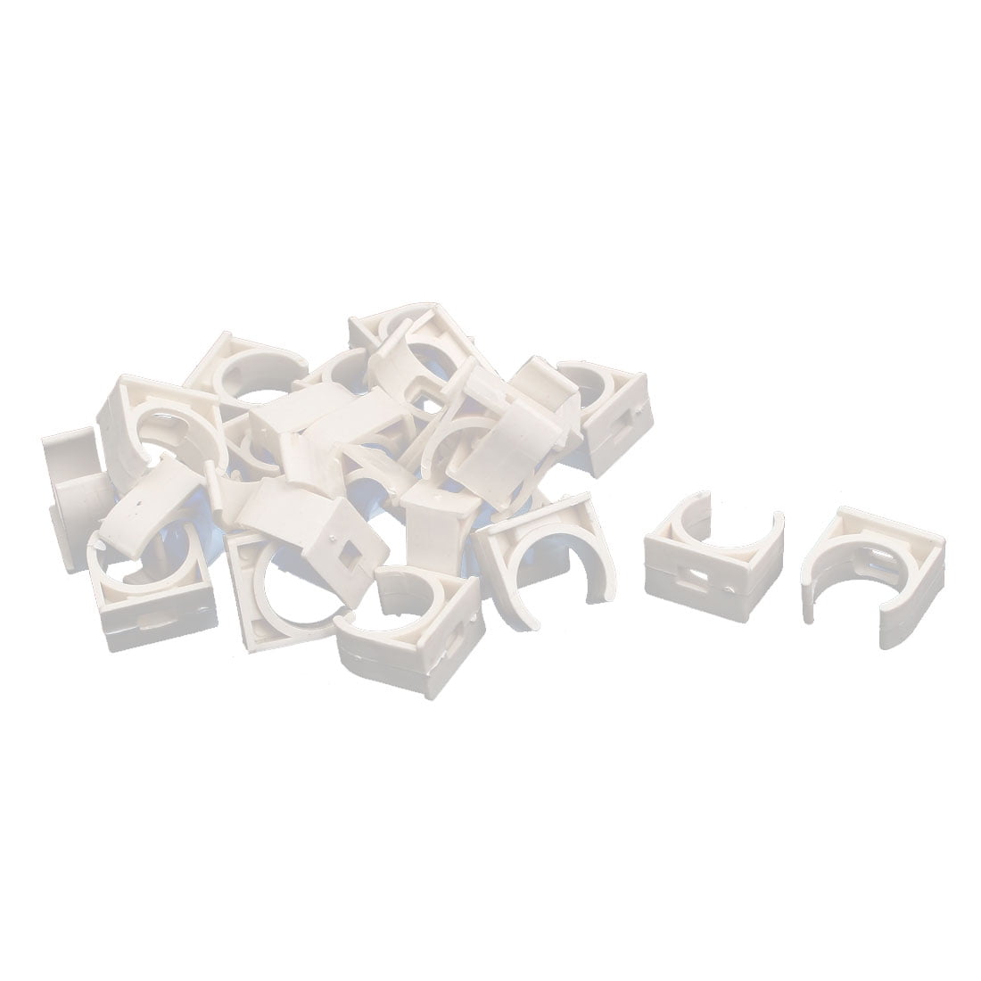 20mm Dia PVC U Shaped Pipe Fitting Clamps Clips Water Tube Holder White