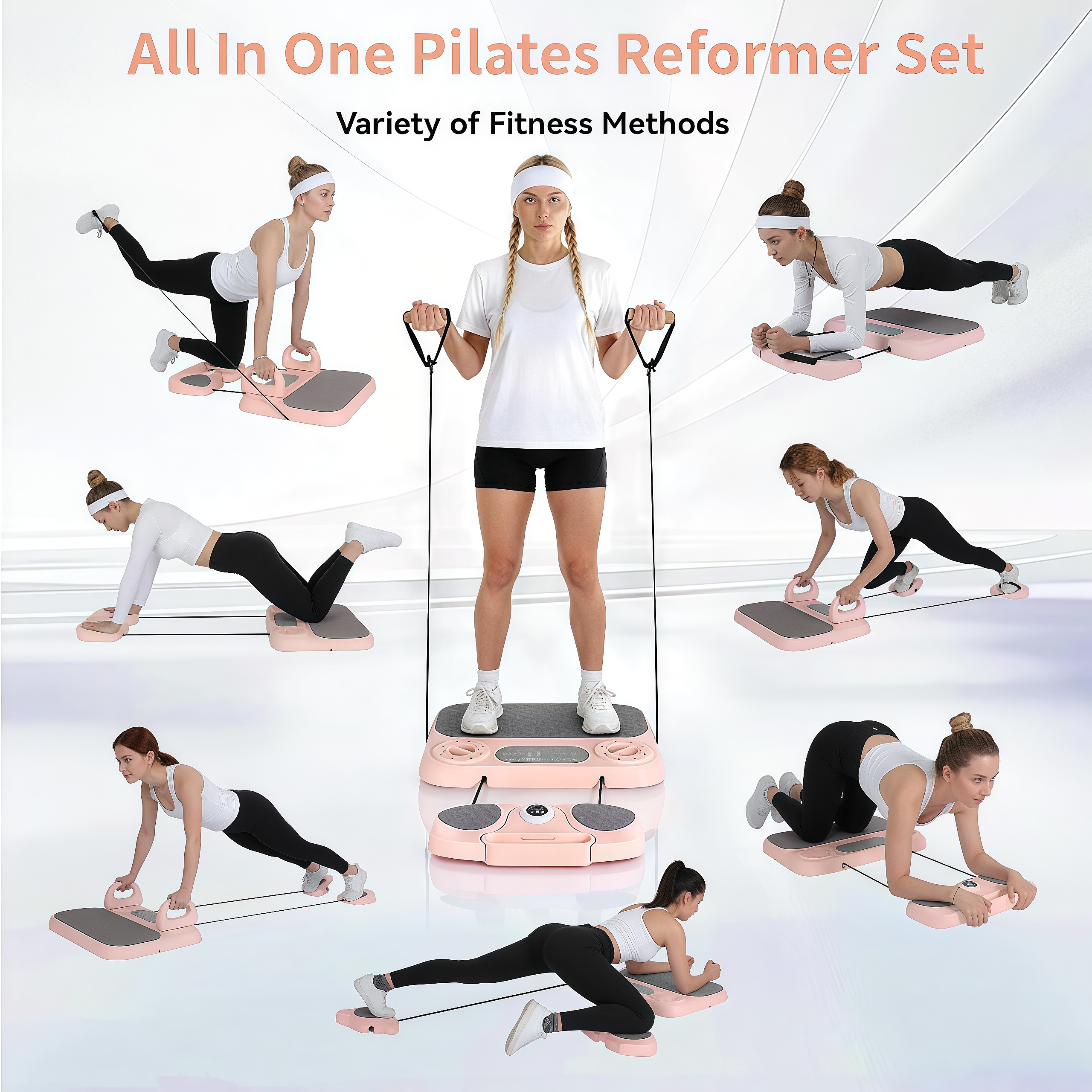 Upgraded 8-in-1 Foldable Pilates Set – Multifunctional Home Gym Equipment with Core Strengthening Board, Portable & Space-saving, Perfect Gift for Fitness Loving Women