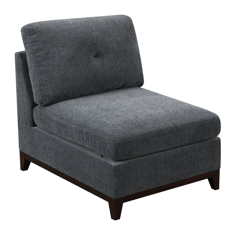 Modular Corner Sofa Wedge Ottoman Armles Chair Ash Gray Chenille