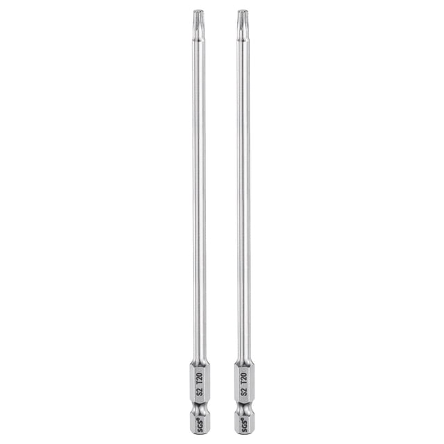 Uxcell 2pcs T20 Torx Bit 1/4" Hex Shank 6" S2 Steel Magnetic Tamper Resistant Star Bits para atornillar tornillos