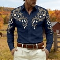 thumbnail image 2 of CONZONE Mens Western Cowboy Buttons Down Shirts Long Sleeve Shirts for Men Trendy Graphic Lapel Soft Lightweight Tops, 2 of 4