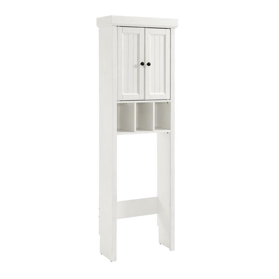 Crosley Furniture Seaside 2 Door Wood Spacesaver in Distressed White