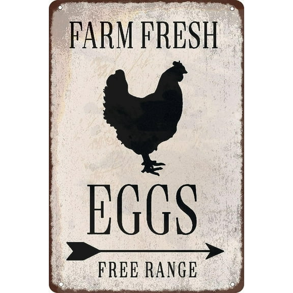 Tin Sign 5.5x8 Inch Man Cave Decor Farm Fresh Eggs Free Range Chicken Farmhouse Sign Retro Tin Sign Coffee Vintage Metal For Cafes Bars Pubs Shop Wall Ation Signs
