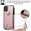thumbnail image 5 of PU Leather Wallet Case for iPhone 11 Necklace Lanyard Case Cover with Card Holder Adjustable Detachable Anti-Lost Neck Strap for Apple iPhone 11 6.1",Pink, 5 of 9