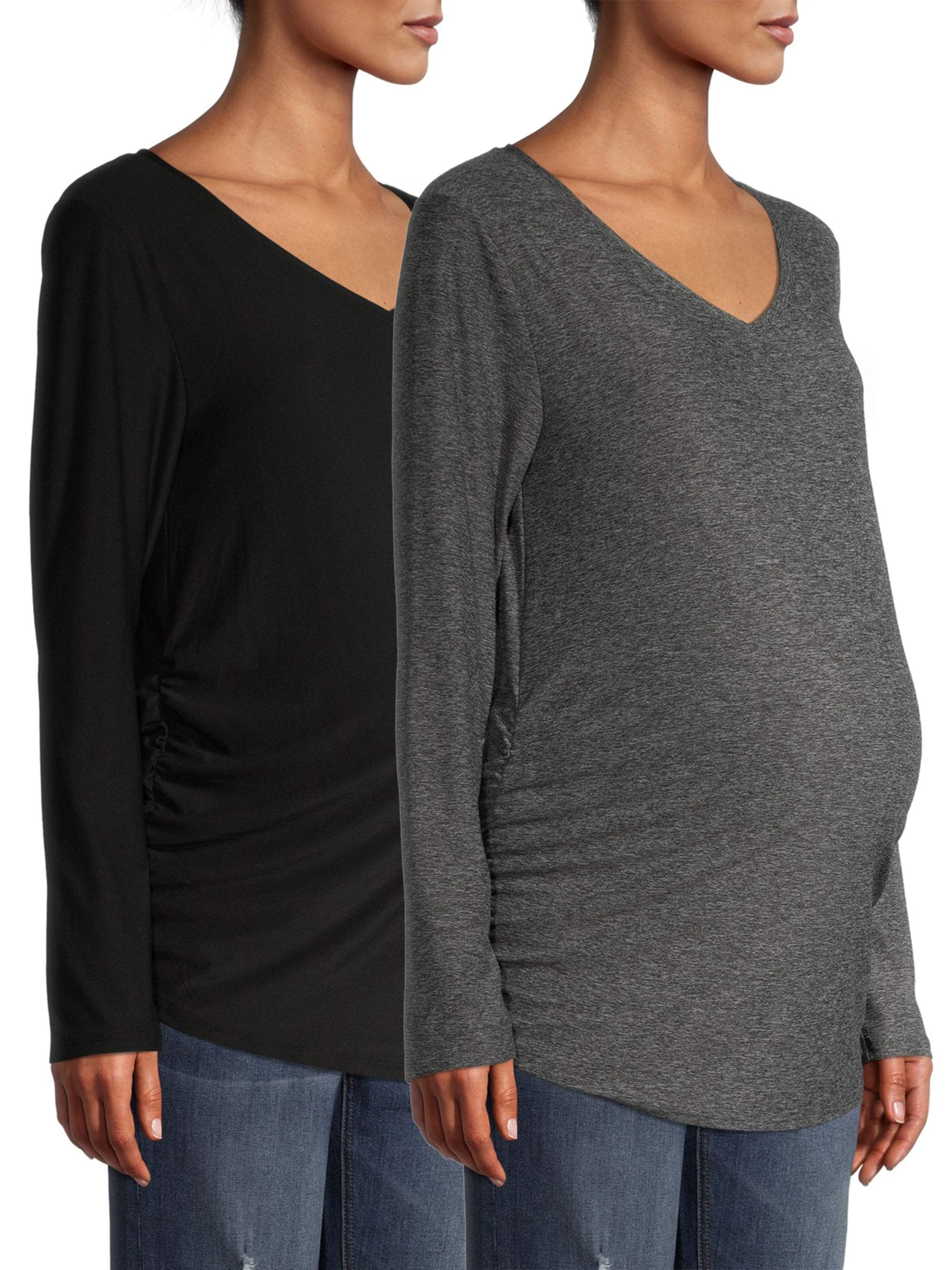 Time and Tru Women's Maternity Long Sleeve TShirt, 2Pack