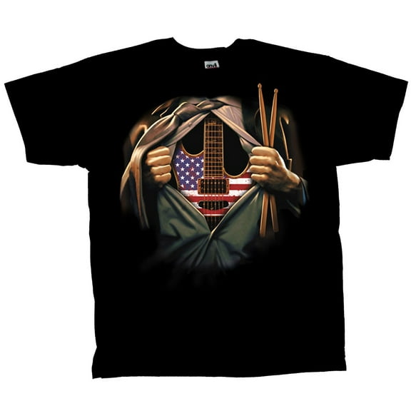 Drum & Guitar Youth Short Sleeve T-shirt Music in Me Musician Tee-Y/M Black