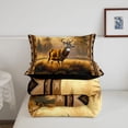 thumbnail image 5 of Manfei Sunset Elk Patch Full Size Comforter Sets,Rustic Pine Check Bedding Comforter Set,Golden,Black Reversible,3 Pieces,1 Comforter and 2 Pillowcases, 5 of 7