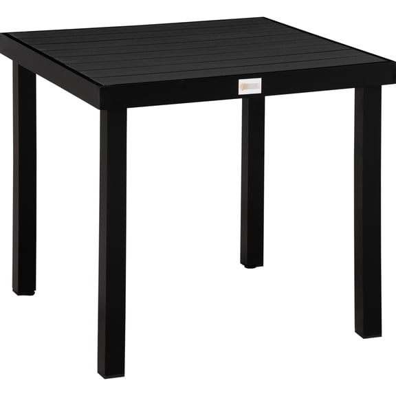 Outdoor Square Table for Four | Ideal for Garden Dinners and Drinks | Powder - coated Aluminum & Wood Grain Slats | Prevents Scratching on Patio