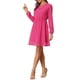 thumbnail image 4 of Vestido de fiesta de mujer Inspire Chic con escote en V, mangas largas, falda acampanada, talla XS, color rosa intenso, 4 of 6