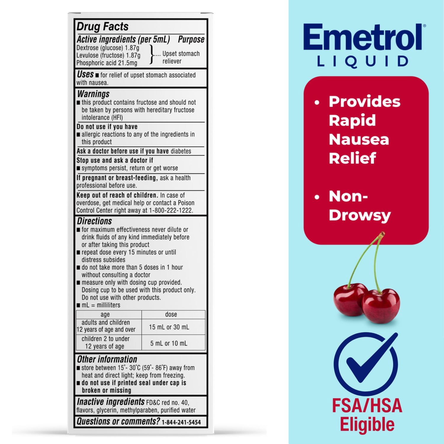 Emetrol Nausea and Upset Stomach Relief Liquid Medication, Cherry, Value Size, 12 fl oz
