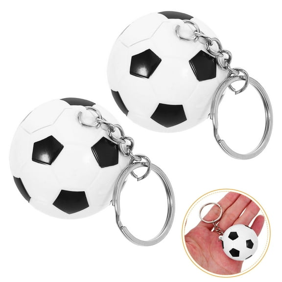 Supvox 2Pcs Football Keyring Metal Keychain Black Creative Pendant for Bag Car Key Decoration