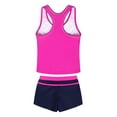 thumbnail image 4 of shoper Girl Swimsuit Size 10-12 Quick Dry Sleeveless Two Piece Swimsuits Tops and Boyshort Stretchy Bathing Suit Kids' Beach Swimming Costume Hot Pink 4XL, 4 of 6