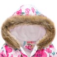 thumbnail image 3 of Hicidod Winter Jacket for Girls Fur Brimmed Hooded Long Sleeve Warm Down Coat Printed Fleece Lined Thicken Windproof Waist Coat, 3 of 4