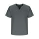 thumbnail image 5 of Blusas y camisas de manga corta con cuello en V para hombre, cómodas, lisas, de manga corta, con cuello en V, estilo casual, blusa de poliéster para hombre, 5 of 7