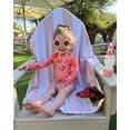 thumbnail image 3 of FEORJGP Toddler Baby Girls Swimsuit Infant Summer Swimwear Long Sleeve Bikini Crew Neck Romper Floral Fruit Print Jumpsuit with Hat Kids Girl Cute Bathing Suit Beachwear, 3 of 10