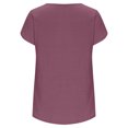 thumbnail image 5 of Usmixi Womens Shirts Comfy Lightweight Petal Sleeve Pleated Swing Tunic Tops Summer Short Sleeve Round Neck Ladies Solid Tops and Blouses Pink XXL, 5 of 6