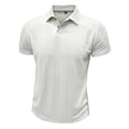 thumbnail image 4 of Mens Textured Jacquard Polo Shirt Super Stretch Short Sleeve Polo Shirts for Men White, 4 of 7