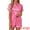Hot Pink, variant on DARING DIVA Women's 2 Pcs Satin Silky Contrast Color Trim Pajama Set L Blue