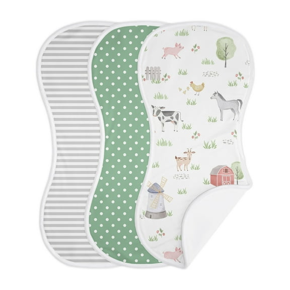 Sweet Jojo Designs Farm Animals Multicolor Absorbent Burp Cloths 3 Piece Set