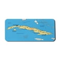thumbnail image 1 of Wanderlust Computer Mouse Pad, Republic of Cuba Modern Geographical Island Atlantic Ocean Illustration, Rectangle Non-Slip Rubber Mousepad X-Large, 35" x 15", Blue White Yellow, by Ambesonne, 1 of 2