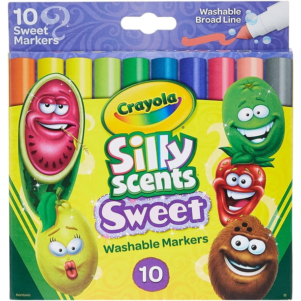Crayola Silly Scents Dulces, Lavables, Marcadores de Línea Ancha, Paquete de 10