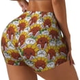 thumbnail image 2 of Wukai Cartoon Sunflowers Print Pack Biker Shorts for Women Yoga Workout Gym Running Scrunch Active Shorts-XX-Large, 2 of 8