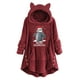 thumbnail image 1 of Top de abrigo de Navidad con capucha y manga larga con botones de felpa y orejas de gato con estampado informal para mujer Pompotops  gfhjh24566, 1 of 4