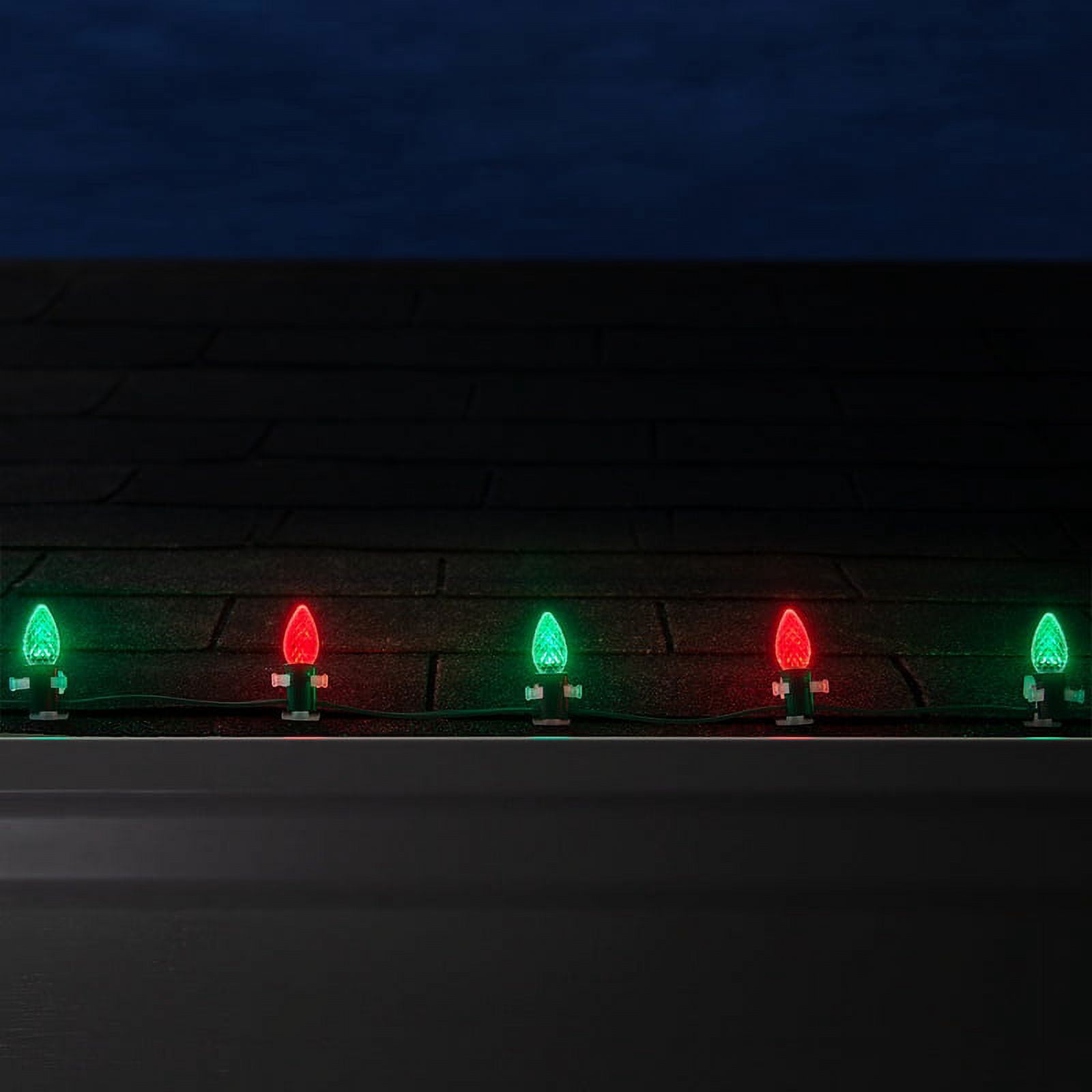 OptiCore C7 Red and Green Christmas Lights, LED String Lights with Shatterproof Christmas Bulbs, 50 Lights, 50ft