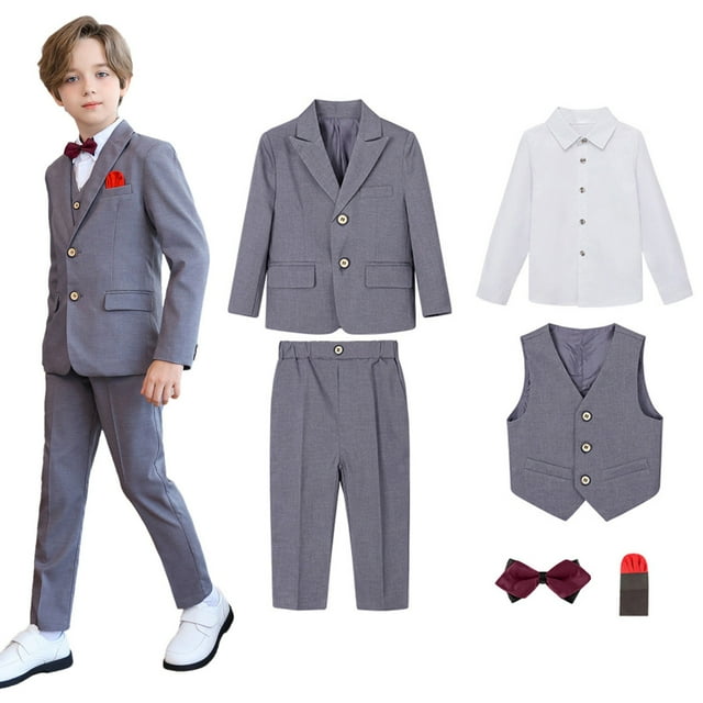 Ensemble de Tenue Formelle pour Garçons Tout-Petits Chemise Pantalon Nœud Costume Formel Classique