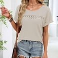 thumbnail image 5 of Vmvidoty Women's Summer Top Short Sleeved T-Shirt Round Neck Casual Blouses Tee Top Beige 2XL, 5 of 6