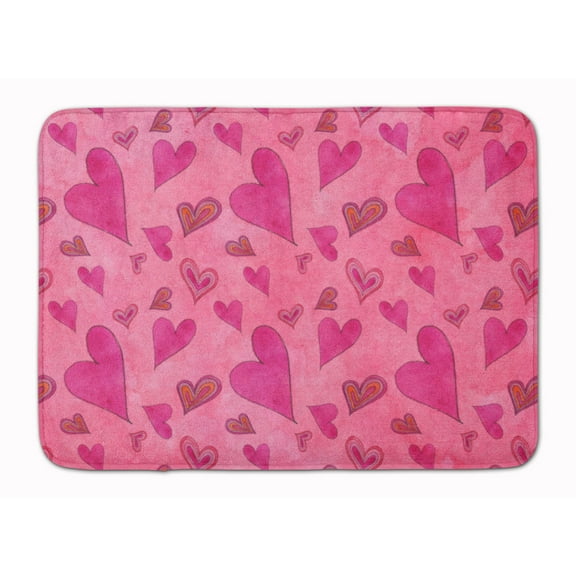 Watercolor Love and Hearts Machine Washable Memory Foam Mat