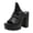 Black, variant on Womens Heeled Sandals Backless Retro Slouchy Leather Platform Heels Casual Chunky Lug Sole Peep Toe Dress Shoes Black Size 8.5