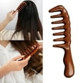 thumbnail image 2 of Wide Tooth Wooden Hair Comb for Detangling Curly Hair - No Static Natural Sandalwood Brush, 2 of 9