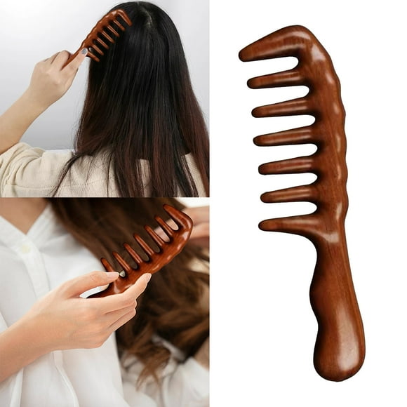 Sandalwood Detangling Hair Comb Wide Tooth Wood Comb for Curly Hair Natural No Static Wooden Comb