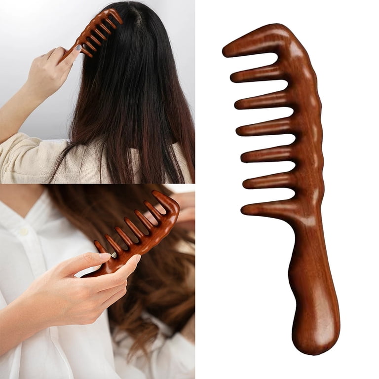 Handmade Wide Tooth Wooden Comb - Anti-Static Detangling Hair Comb Handmade Walnut Wood Hair Comb: Anti-static, Detangling - Etsy main image 4