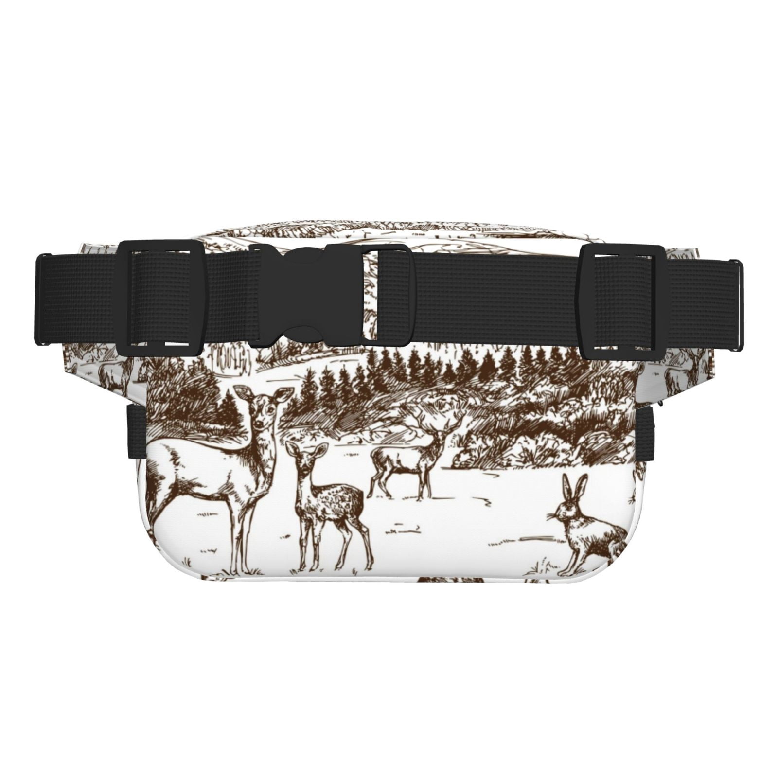Hirioo Woodland Forest With Deers for Double Layer Waist Bag Adjustable Fanny Pack For Travel Running Hiking