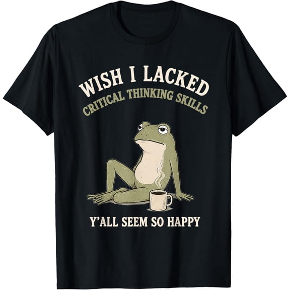 Funny Frog Critical Thinking Vintage Graphic T-Shirt for Overthinkers