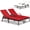 Red, variant on Costway Set of 2 Patio Rattan Chaise Lounge Chair Outdoor Reclining Chaise Sun Lounger Red