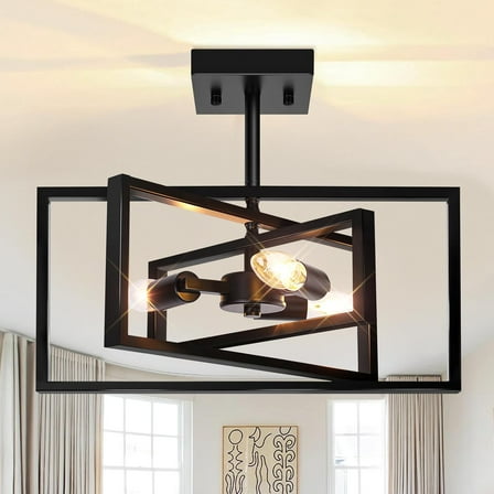 Nordic Hygge 3-Light Farmhouse Semi Flush Mount Ceiling Light Fixture