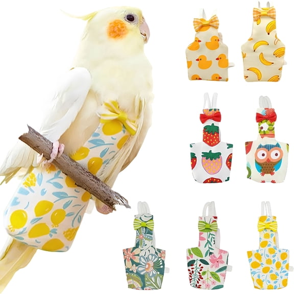 GASTROPOD Bird Diapers,Reusable Cockatiel Flight Suit with Adjustable Straps,Parrot Pigeon Pants Urine Wet Leakproof Lining Nappy Clothes,Indoor&Outdoor Poop Control for Conures Sun Parakeet Macaw