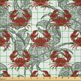 thumbnail image 2 of Ambesonne Sea Animal Fabric by the Yard Microfiber, Illustration of Crab, 10 Yards, Ruby and Grey, 2 of 2