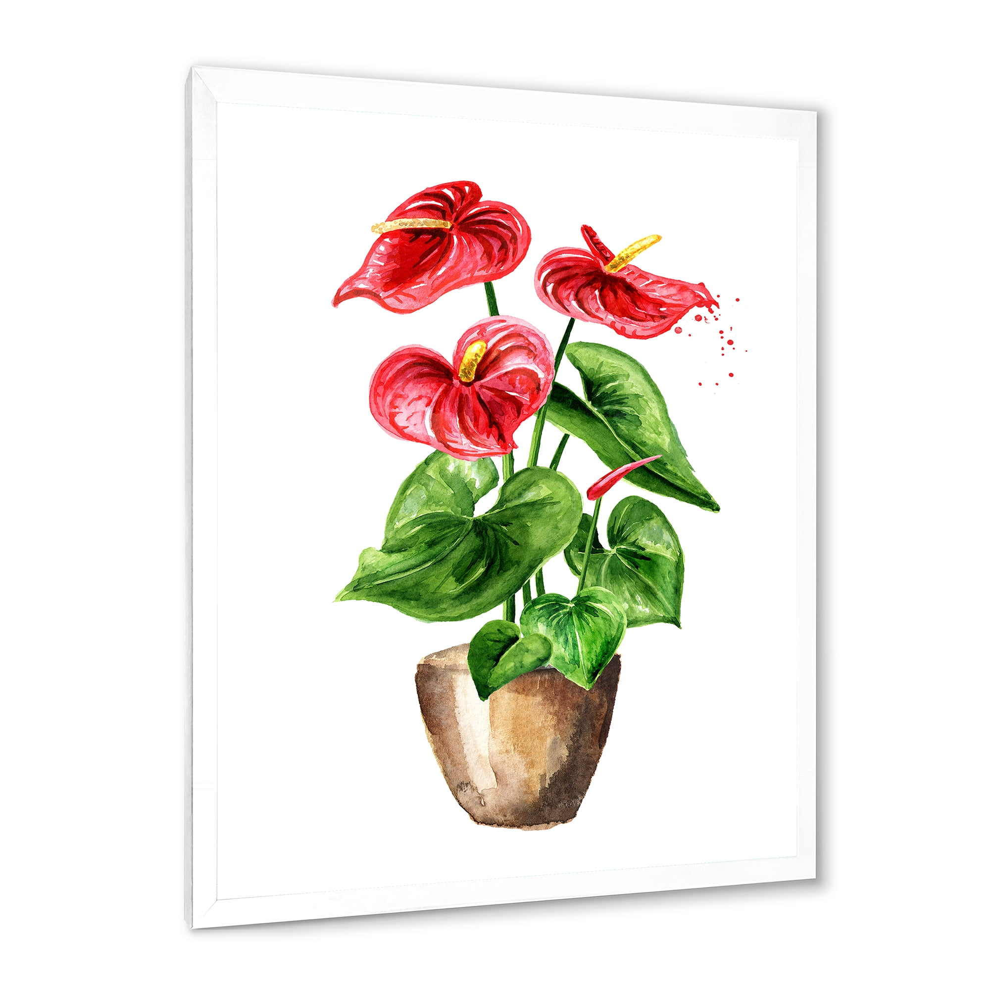 Designart 'Anthurium Tailflower In The Pot' Traditional Framed Art Print