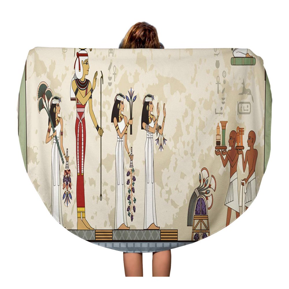 LADDKA 60 inch Round Beach Towel Blanket Pesach Murals Ancient Egypt