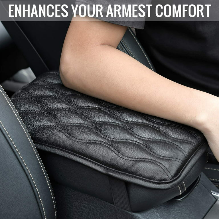 Foeses FLD-2923 Auto Center Console Cover Armrest Pads, PU Leather Universal Car Center Console Box Arm Rest Pads Cushion Protector (Black)